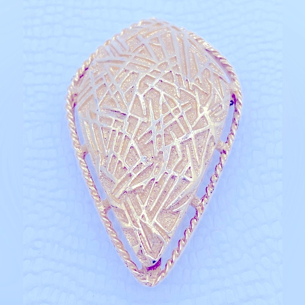 Vintage Large Textured Gold Toned SarahCov Brooch/Pendant Art Deco Rare Find